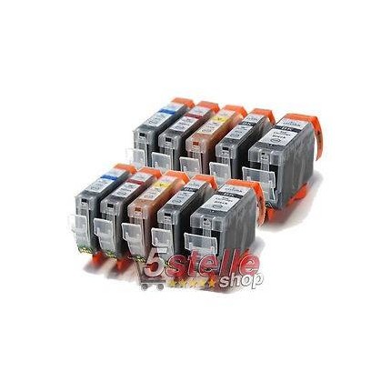 PGI-525-CLI-526 KIT 10 Cartucce Compatibili Per Canon Pixma MG5100 MG5150 MG5250 MG5350 MG6150 MG8150 MX715 MX885 IP4850 IP49...