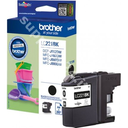 ORIGINAL Brother Cartuccia d'inchiostro nero LC221BK LC-221 ~260 PAGINE 7.1ml in vendita su tonersshop.it