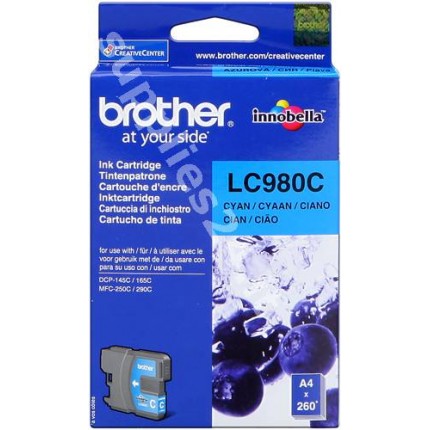 ORIGINAL Brother Cartuccia d'inchiostro ciano LC980c LC-980 ~260 PAGINE in vendita su tonersshop.it