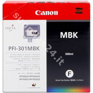 ORIGINAL Canon Cartuccia d'inchiostro nero (opaco) PFI-301mbk 1485B001 330ml in vendita su tonersshop.it