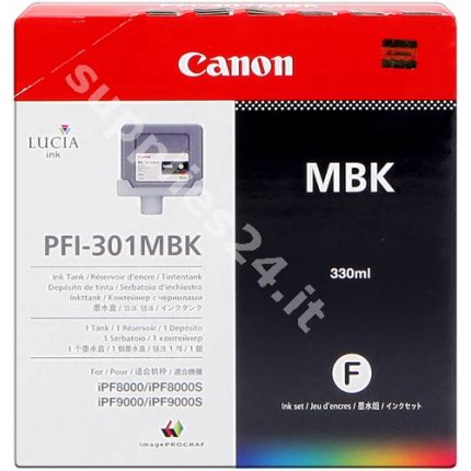 ORIGINAL Canon Cartuccia d'inchiostro nero (opaco) PFI-301mbk 1485B001 330ml in vendita su tonersshop.it