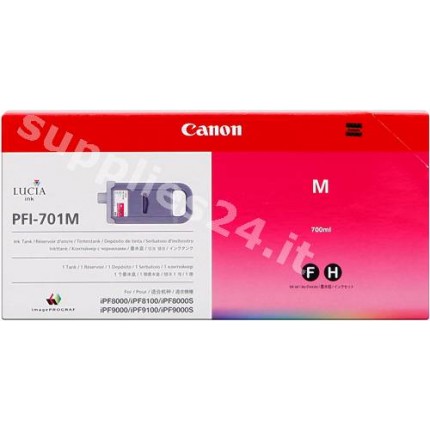 ORIGINAL Canon Cartuccia d'inchiostro magenta PFI-701m 0902B001 700ml in vendita su tonersshop.it