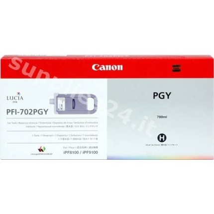 ORIGINAL Canon Cartuccia d'inchiostro griggio (foto) PFI-702pgy 2222B001 700ml in vendita su tonersshop.it