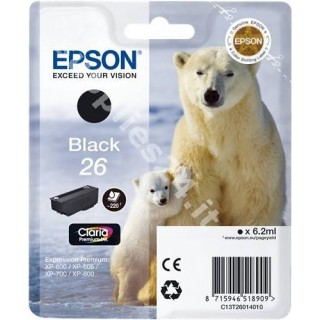 ORIGINAL Epson Cartuccia d'inchiostro nero C13T26014010 T2601 ~220 PAGINE 6.2ml standard in vendita su tonersshop.it