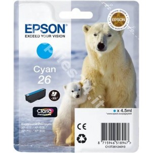 ORIGINAL Epson Cartuccia d'inchiostro ciano C13T26124010 T2612 ~300 PAGINE 4.5ml standard in vendita su tonersshop.it