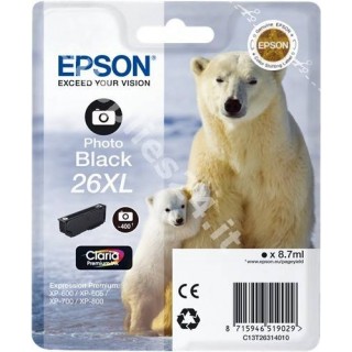 ORIGINAL Epson Cartuccia d'inchiostro nero (foto) C13T26314010 T2631 8.7ml Cartucce XL, foto black in vendita su tonersshop.it