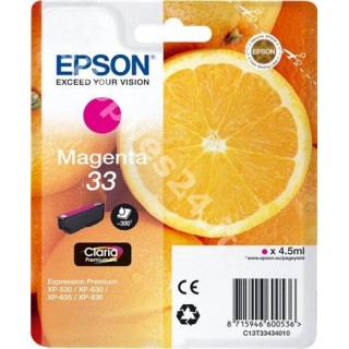 ORIGINAL Epson Cartuccia d'inchiostro magenta C13T33434010 T3343 ~300 PAGINE 4.5ml in vendita su tonersshop.it