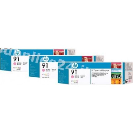 ORIGINAL HP Cartuccia d'inchiostro magenta chiara C9487A 91 775ml pacco con 3 pezzi in vendita su tonersshop.it