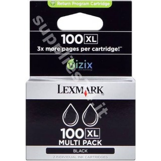 ORIGINAL Lexmark Cartuccia d'inchiostro nero 14N0848 100 XL ~510 PAGINE Restituzione Cartucce, Confezione Doppia in vendita s...