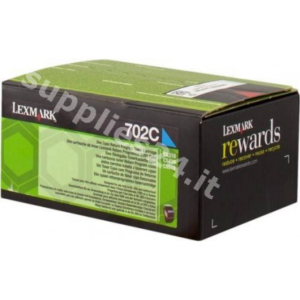 ORIGINAL Lexmark toner ciano 70C20C0 702C ~1000 PAGINE cartuccia di stampa riutilizzabile in vendita su tonersshop.it