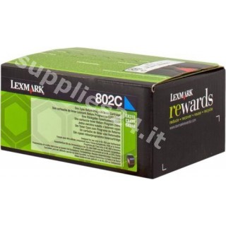 ORIGINAL Lexmark toner ciano 80C20C0 802C ~1000 PAGINE cartuccia di stampa riutilizzabile in vendita su tonersshop.it