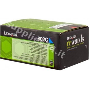 ORIGINAL Lexmark toner ciano 80C20C0 802C ~1000 PAGINE cartuccia di stampa riutilizzabile in vendita su tonersshop.it