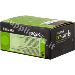 ORIGINAL Lexmark toner nero 80C20K0 802K ~1000 PAGINE cartuccia di stampa riutilizzabile in vendita su tonersshop.it