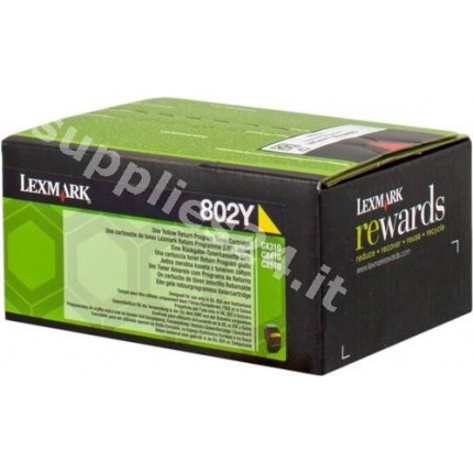 ORIGINAL Lexmark toner giallo 80C20Y0 802Y ~1000 PAGINE cartuccia di stampa riutilizzabile in vendita su tonersshop.it