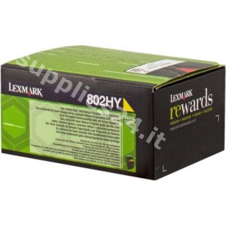 ORIGINAL Lexmark toner giallo 80C2HY0 802HY ~3000 PAGINE cartuccia di stampa riutilizzabile in vendita su tonersshop.it