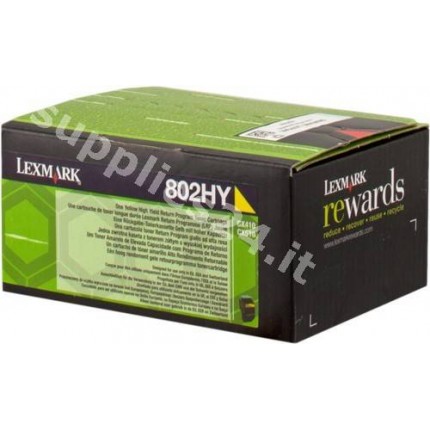 ORIGINAL Lexmark toner giallo 80C2HY0 802HY ~3000 PAGINE cartuccia di stampa riutilizzabile in vendita su tonersshop.it