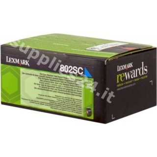 ORIGINAL Lexmark toner ciano 80C2SC0 802SC ~2000 PAGINE cartuccia di stampa riutilizzabile in vendita su tonersshop.it