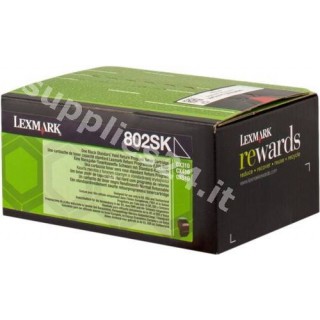 ORIGINAL Lexmark toner nero 80C2SK0 802SK ~2500 PAGINE cartuccia di stampa riutilizzabile in vendita su tonersshop.it