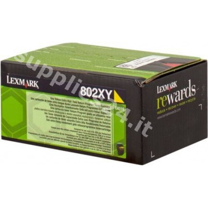 ORIGINAL Lexmark toner giallo 80C2XY0 802XY ~4000 PAGINE cartuccia di stampa riutilizzabile in vendita su tonersshop.it