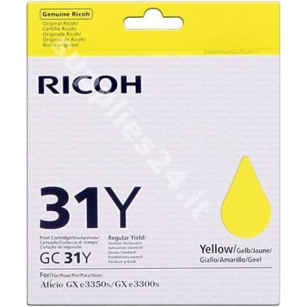 ORIGINAL Ricoh Cartuccia d'inchiostro giallo 405691 GC31Y in vendita su tonersshop.it