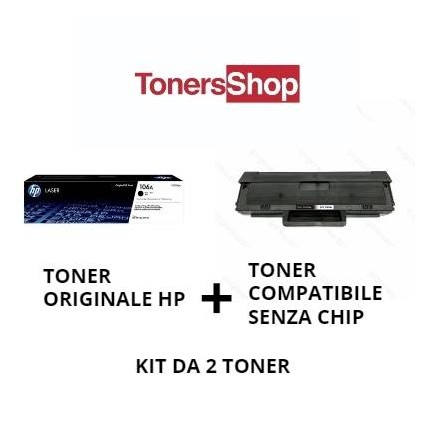 KIT 2 Toner Originale + Compatibile senza chip Per Hp 106A W1106A HP Laserjet MFP 135a 135w 137fnw 107a 107w  in vendita su t...