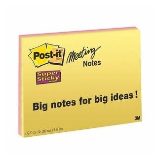 Post-it┬« Super Sticky Meeting Notes NEON 200 x 149 mm 4 pz. in vendita su tonersshop.it