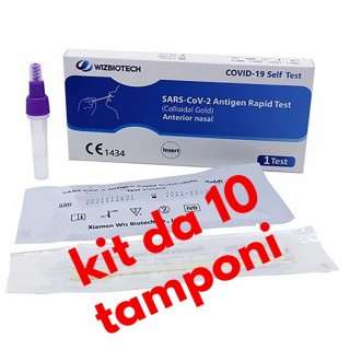 KIT 10 Tamponi rapidi Self Test - covid antigenico Wiz Biotech su tampone nasale in vendita su tonersshop.it
