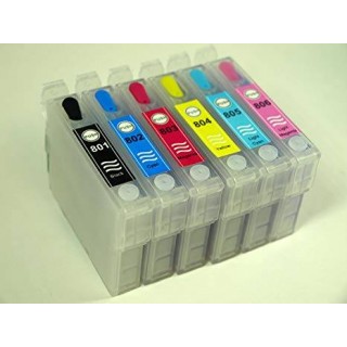 T0801 T0802 T0803 T0804 T0805 T0806 KIT 6 Cartucce Ricaricabili Vuote Per Epson Stylus Photo P50 PX650 PX700 PX800 R265 in ve...