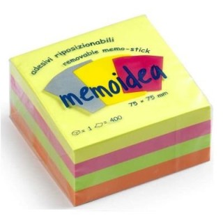 MEMOIDEA 76x76 mm colori neon assortiti - 400 fogli  in vendita su tonersshop.it