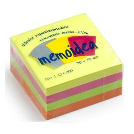 MEMOIDEA 76x76 mm colori neon assortiti - 400 fogli  in vendita su tonersshop.it