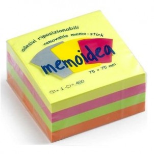 MEMOIDEA 76x76 mm colori neon assortiti - 400 fogli  in vendita su tonersshop.it