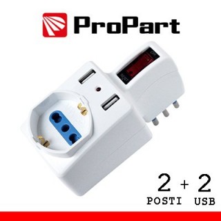 Adattatore 2pos bipasso/schuko +USB spina10A salvasp. + int. in vendita su tonersshop.it