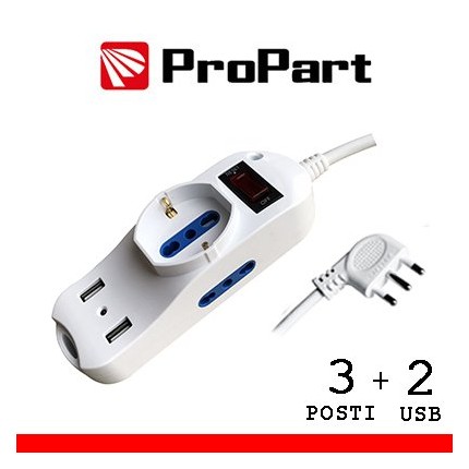 Multipresa 3pos bipasso + bipasso/schuko + USB spina16A +int in vendita su tonersshop.it
