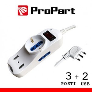 Multipresa 3pos bipasso + bipasso/schuko + USB spina16A +int in vendita su tonersshop.it