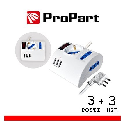 Multipresa 3pos tavolo bipasso + bip/schuko + USB sp16A +int in vendita su tonersshop.it