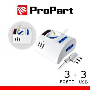 Multipresa 3pos tavolo bipasso + bip/schuko + USB sp16A +int in vendita su tonersshop.it