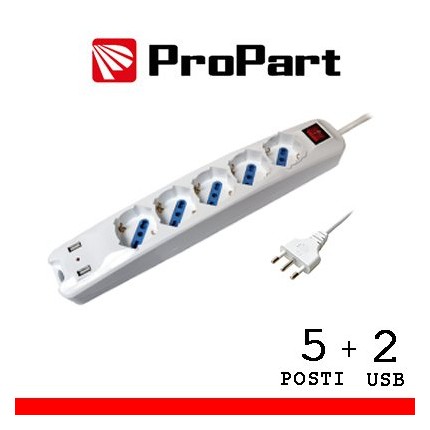 Multipresa 5pos bipasso/schuko + USB spina16A +interr. in vendita su tonersshop.it