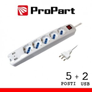 Multipresa 5pos bipasso/schuko + USB spina16A +interr. in vendita su tonersshop.it