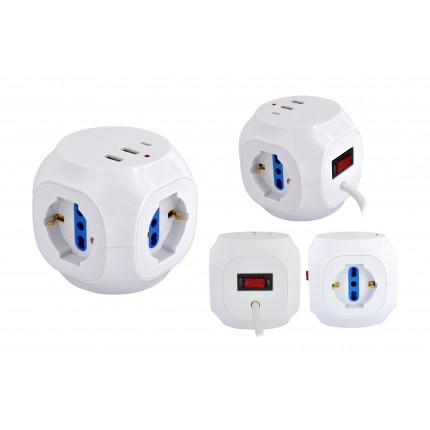 Multipresa Cubo da tavolo 3pos bip/schuko + 3USB + TypeC in vendita su tonersshop.it