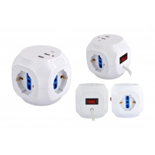 Multipresa Cubo da tavolo 3pos bip/schuko + 3USB + TypeC in vendita su tonersshop.it